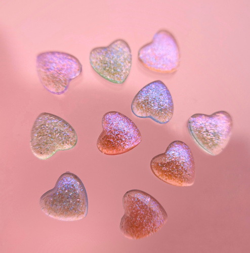 1753 Фигурки объемные "Сердечки" 10шт