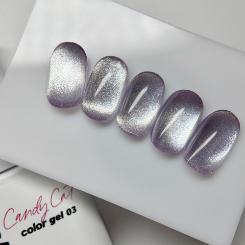 Гель-лак Candy cat color gel 03, 10г. стеклянный флакон с кистью