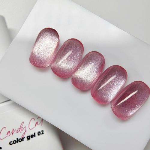 Гель-лак Candy cat color gel 02, 10г. стеклянный флакон с кистью