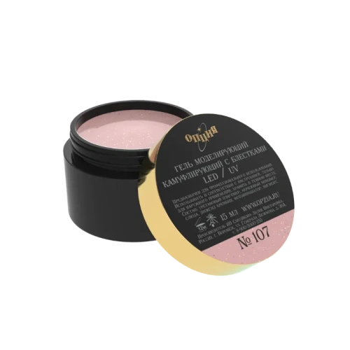 "№107"   Гель моделирующий камуфлирующий с блестками