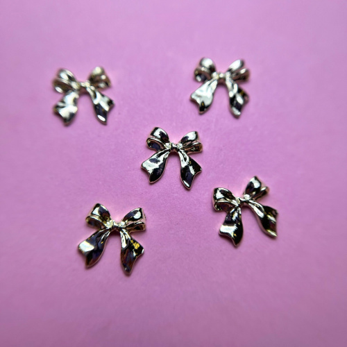 1854 Фигурки объемные "Бантики" металл 5шт