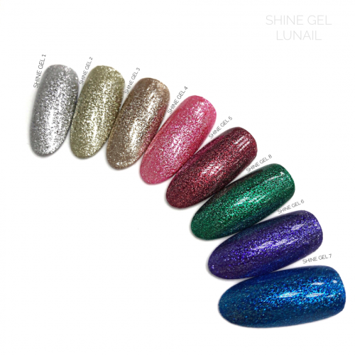 LUNAIL гель-краска с шимером "Shine gel 1" серебро 5мл
