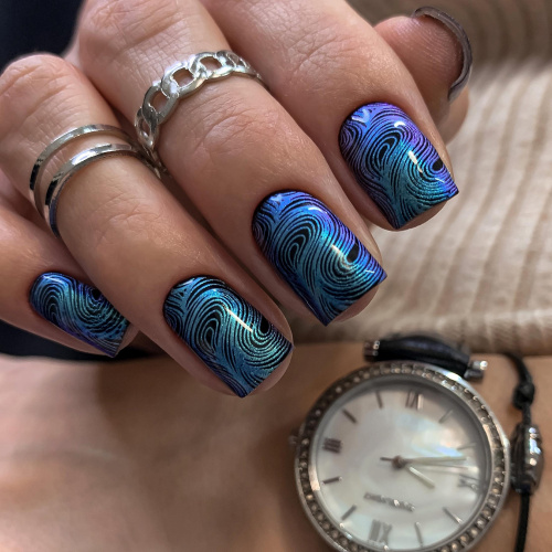 Swanky Stamping, Лак для стемпинга S60 - Хамелеон изумруд (6 мл)